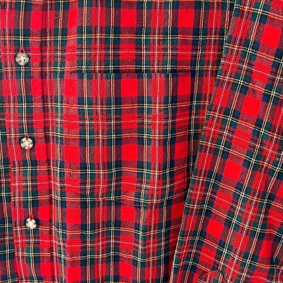 VTG Sir Pendleton Red Check Plaid Wool Oxford Button Down Shirt Size Large - Picture 2 of 5
